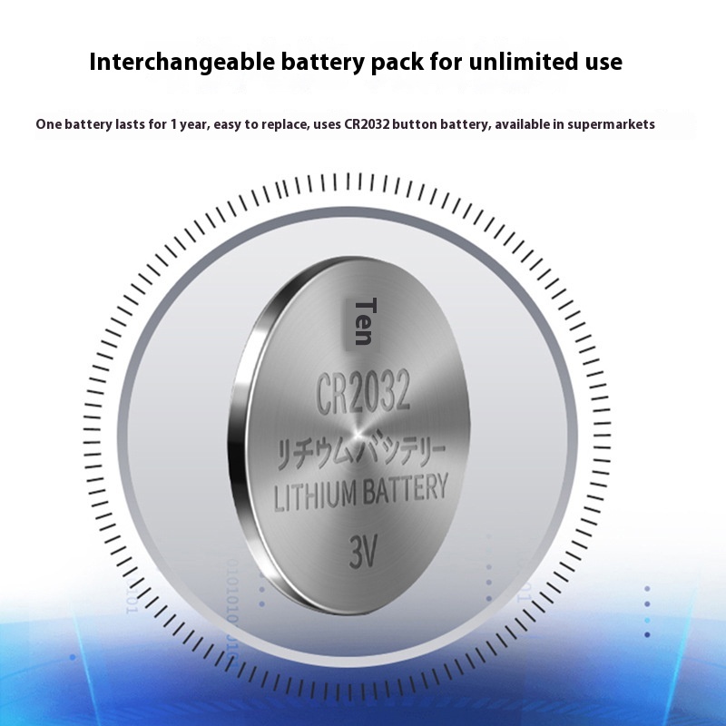 The replaceable CR2032 battery that powers the Trace collar