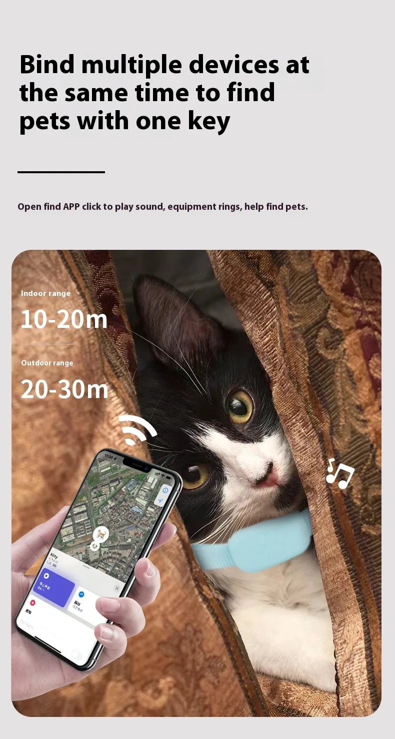 Finding a hidden cat by sound with the collar's 90 dB beacon